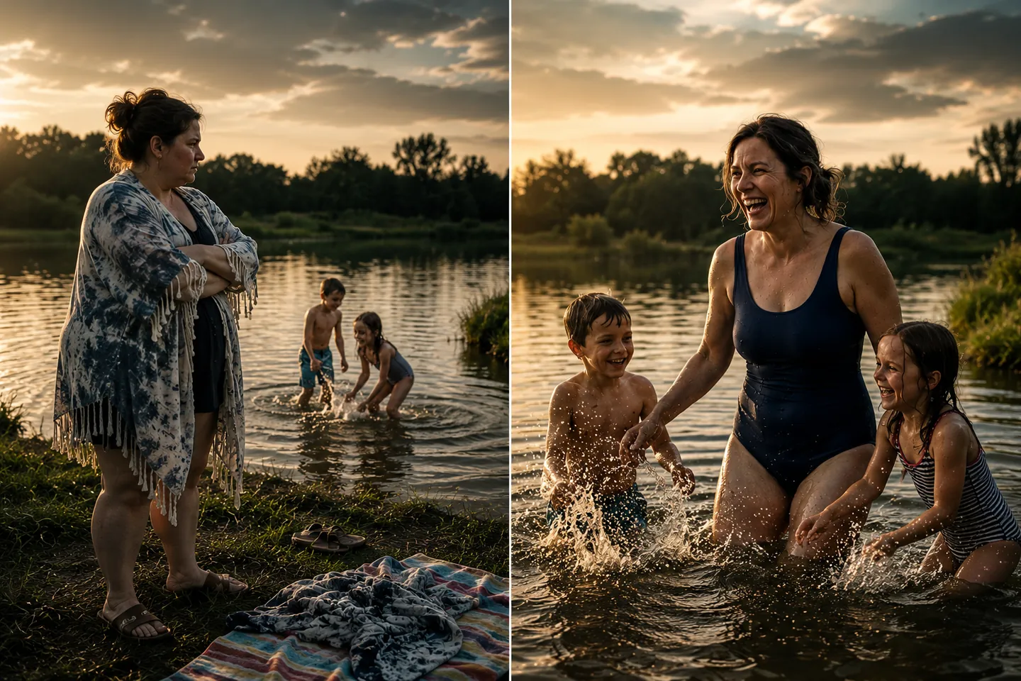 Being in the photo with the kids instead of watching from the shore